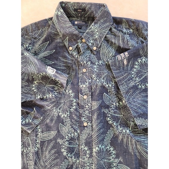 reyn spooner Other - Reyn Sooper Men's Blue Floral Hawaiian Short-Sleeve Button-Up Shirt Size L